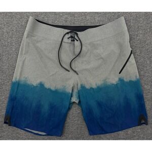 Lululemon Board Shorts Men 38 Gray Blue Current State Swim Trunks 10" Zip Pocket